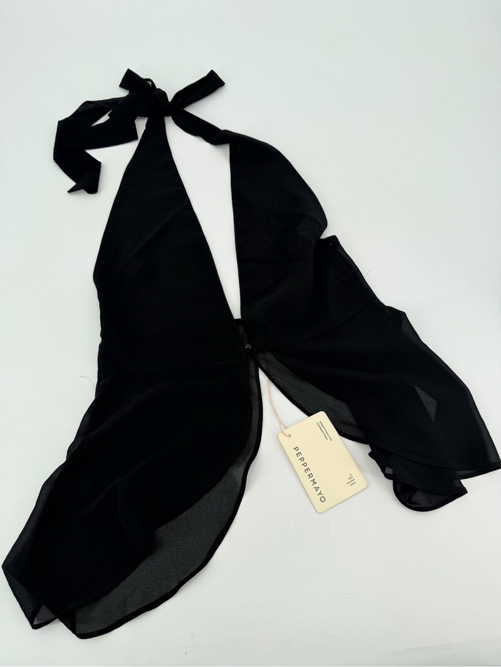 Peppermayo Black At Last Halter Neck Flyaway Top US 6 NEW - Picture 2 of 4